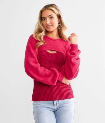 Brushed Keyhole Sweater