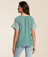Embroidered Eyelet Top