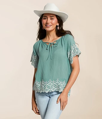 Embroidered Eyelet Top