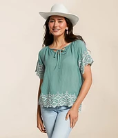 Embroidered Eyelet Top