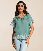 Embroidered Eyelet Top