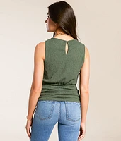 Textured High Neck Tank Top
