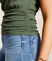 Textured High Neck Tank Top