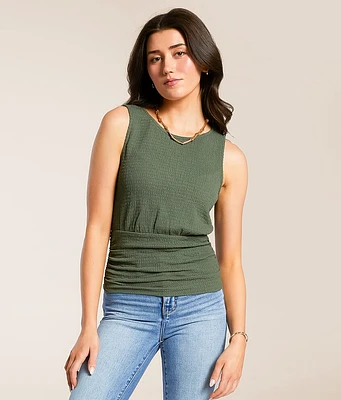 Textured High Neck Tank Top