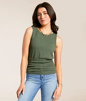 Textured High Neck Tank Top