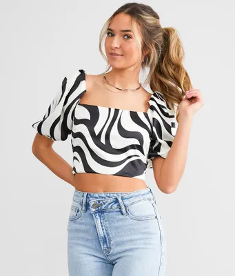 june & hudson Abstract Cropped Top