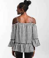 Cold Shoulder Gingham Top