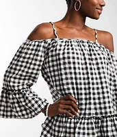 Cold Shoulder Gingham Top