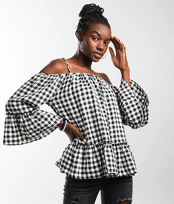 Cold Shoulder Gingham Top