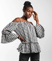 Cold Shoulder Gingham Top
