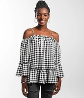 Cold Shoulder Gingham Top
