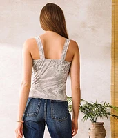 Ruched Mesh Cropped Tank Top