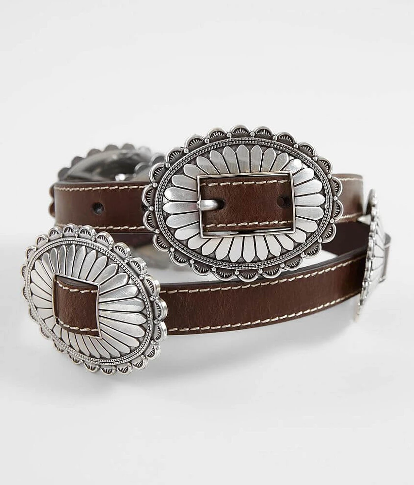 Metal Conch Leather Belt
