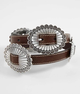 Metal Conch Leather Belt