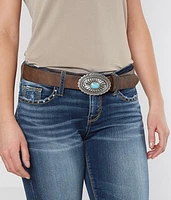 Turquoise Stone Basic Leather Belt