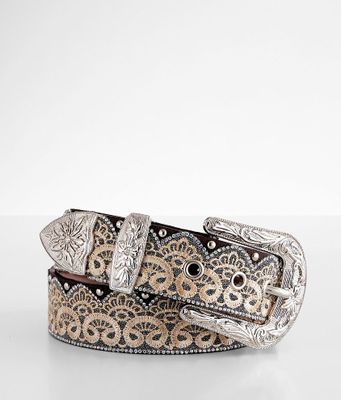Angel Ranch Embroidered Lace Glitz Leather Belt