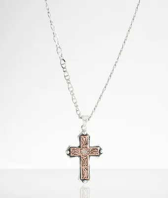 Silver Strike Copper Cross Necklace