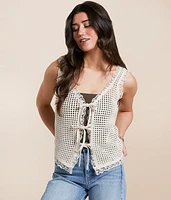 Crochet Front Tie Sweater Vest