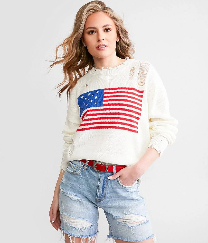 Distressed Flag Sweater