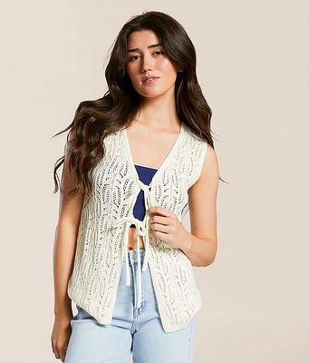 Front Tie Cardigan Sweater Vest