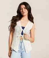 Front Tie Cardigan Sweater Vest