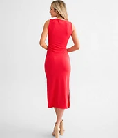 Twisted Surplice Midi Dress