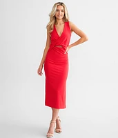 Twisted Surplice Midi Dress