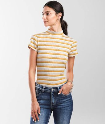 Willow & Root Striped Mock Neck Top