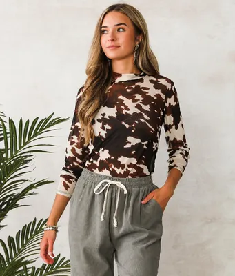 Sheer Cow Print Top