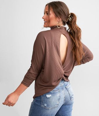 Buckle Black Twisted Open Back Top