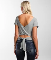 Back Tie Surplice Cropped Top