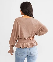Ribbed Dolman Peplum Top
