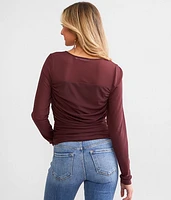 Ruched Mesh Top