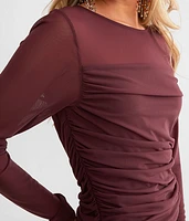 Ruched Mesh Top