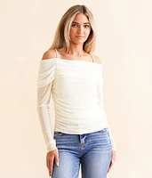 Willow & Root Cold Shoulder Mesh Top