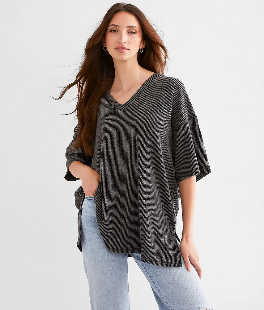 BKE Ribbed Knit Oversized Top