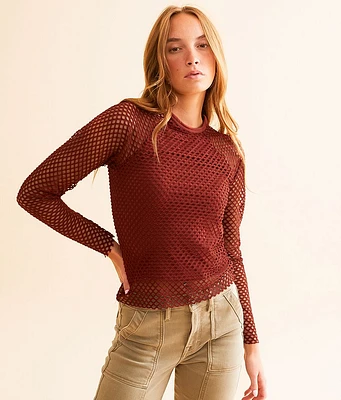 Gilded Intent Raw Edge Fishnet Top