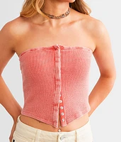 Waffle Knit Hanky Cropped Tube Top