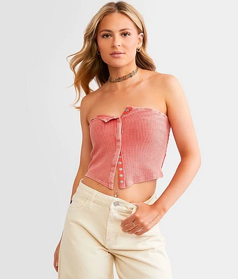 Gilded Intent Waffle Knit Hanky Cropped Tube Top