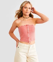 Waffle Knit Hanky Cropped Tube Top