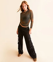Ruched Mesh Top