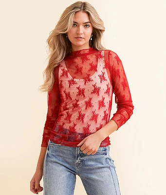 Willow & Root Floral Mesh Top