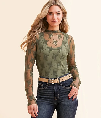 Willow & Root Floral Mesh Top