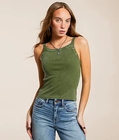 Washed Grommet Tank Top