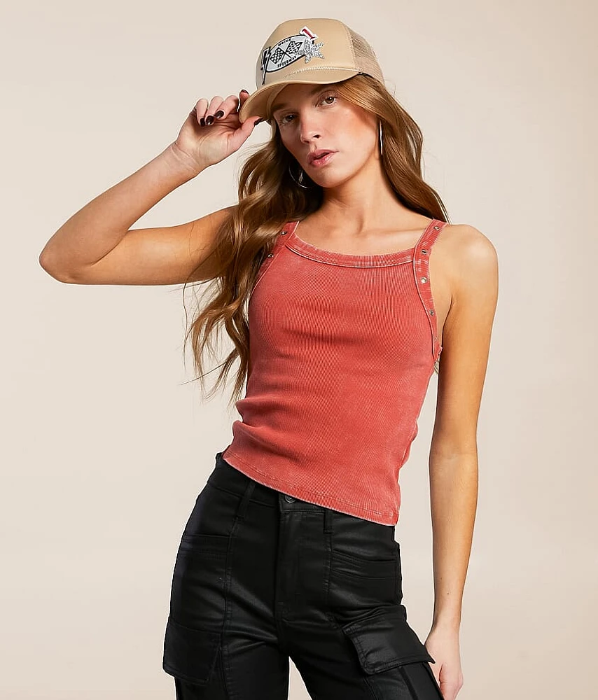Washed Grommet Tank Top