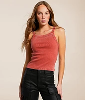 Washed Grommet Tank Top