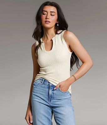Textured Notch Neck Tank Top