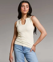 Textured Notch Neck Tank Top