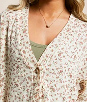 Ribbed Floral Cardigan