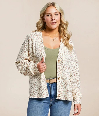 Ribbed Floral Cardigan